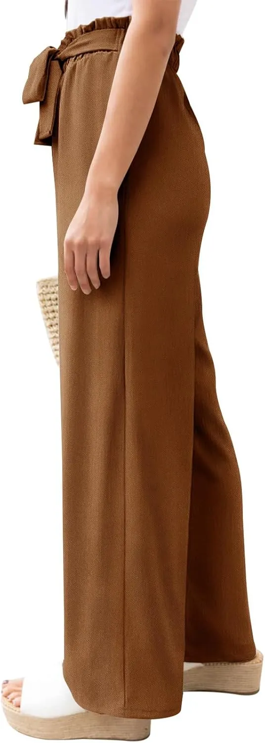 NIMIN Wide Leg Pants for Women High Waisted Business Casual Pants Work Pants Loose Flowy Summer Beach Pants with Pockets