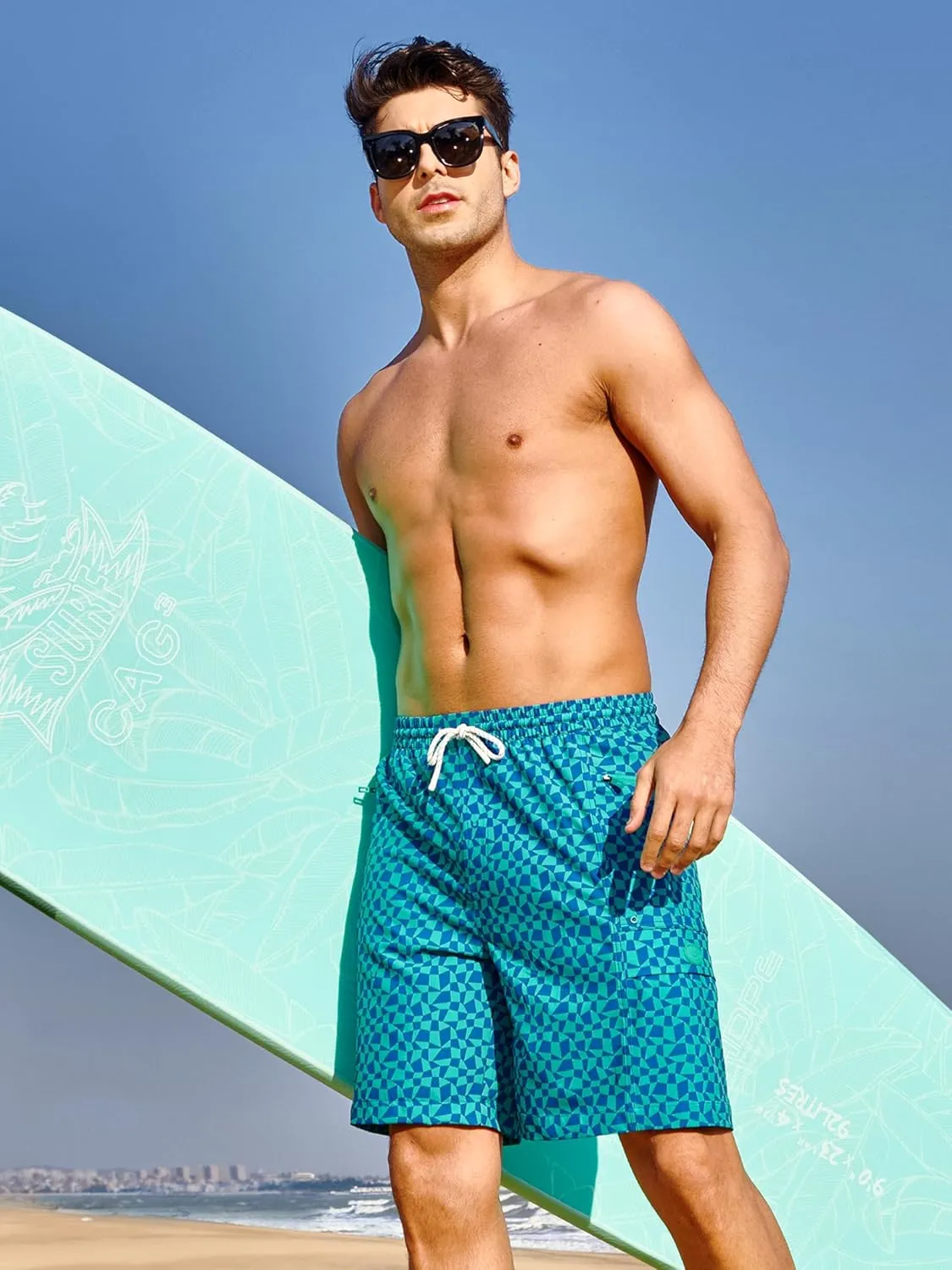 NORTHYARD Men's 9" Board Shorts with 4 Pockets Swim Trunks Swimwear for Men Bathing Suit - No Mesh Liner