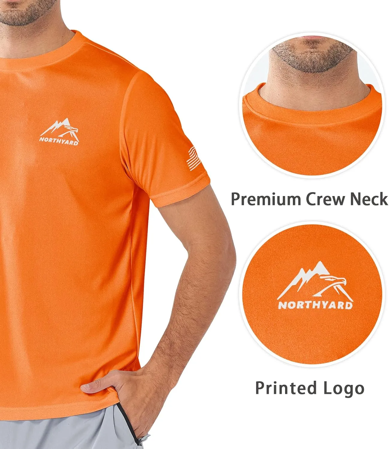 NORTHYARD Men's UPF 50  Sun Protection Shirts Swim SPF UV Quick Dry Short Sleeve T-Shirts for Athletic Fishing Rash Guard