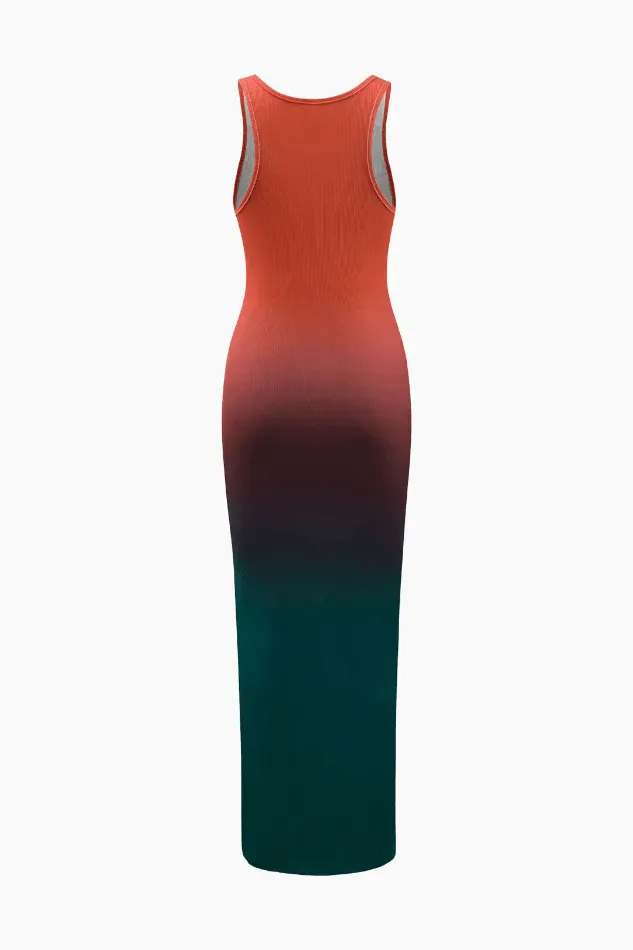 Ombre Ribbed Sleeveless Midi Dress
