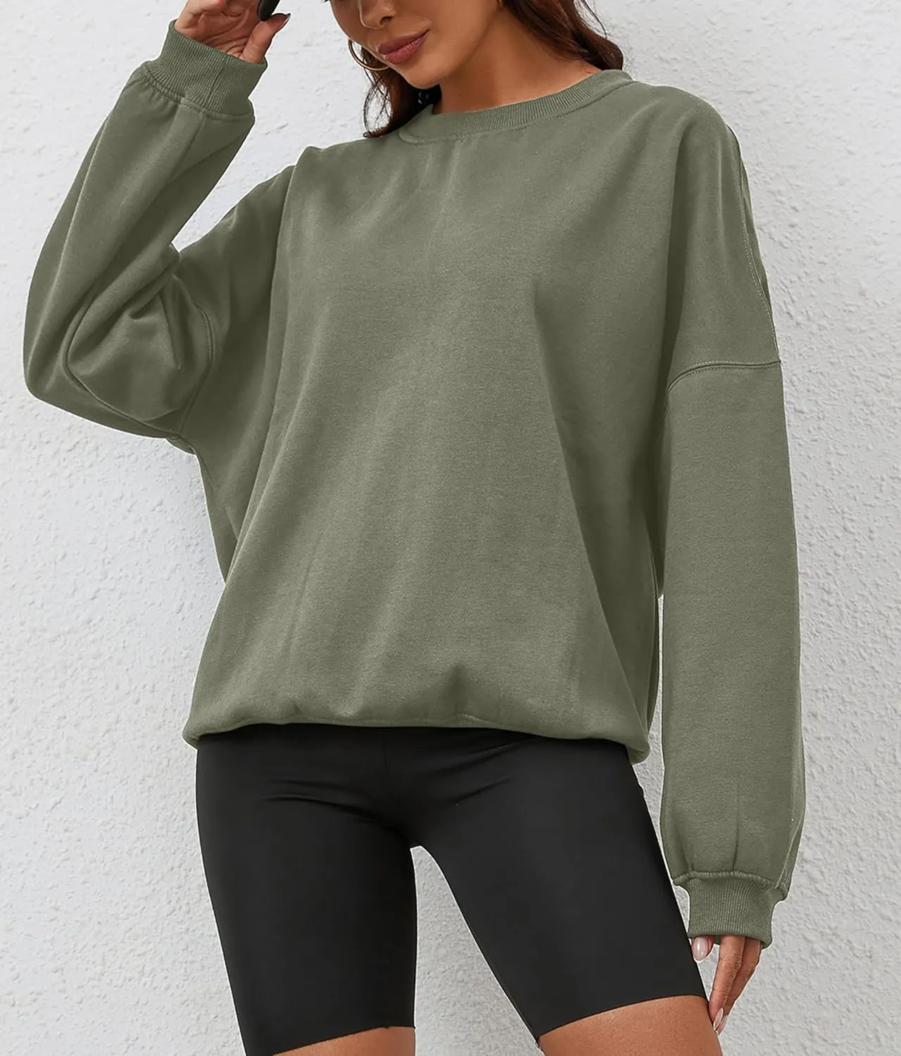 Oversized Sweatshirt Pullover For Women Crew Neck Drop Shoulder Loose Fit Sweater Y2K Shirt 2024 Clothes