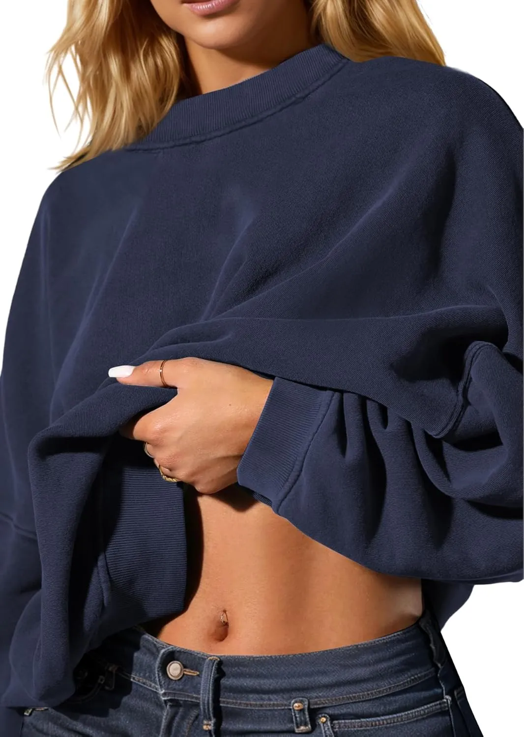 Oversized Sweatshirt Pullover For Women Crew Neck Drop Shoulder Loose Fit Sweater Y2K Shirt 2024 Clothes