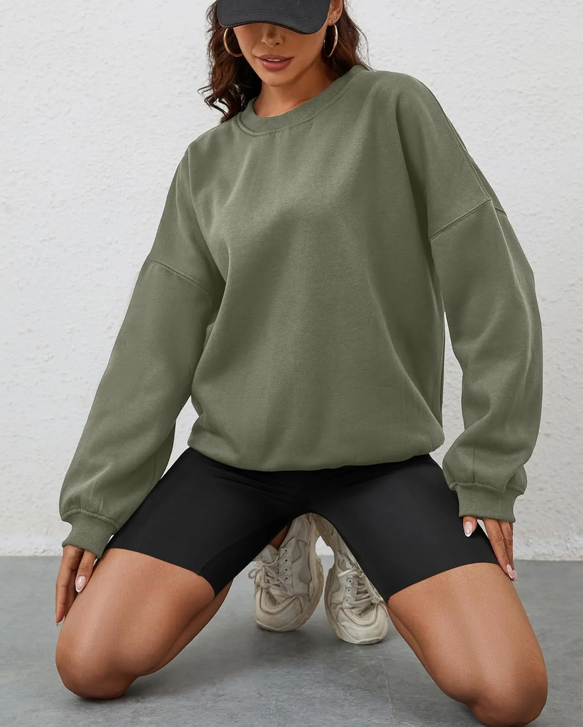 Oversized Sweatshirt Pullover For Women Crew Neck Drop Shoulder Loose Fit Sweater Y2K Shirt 2024 Clothes
