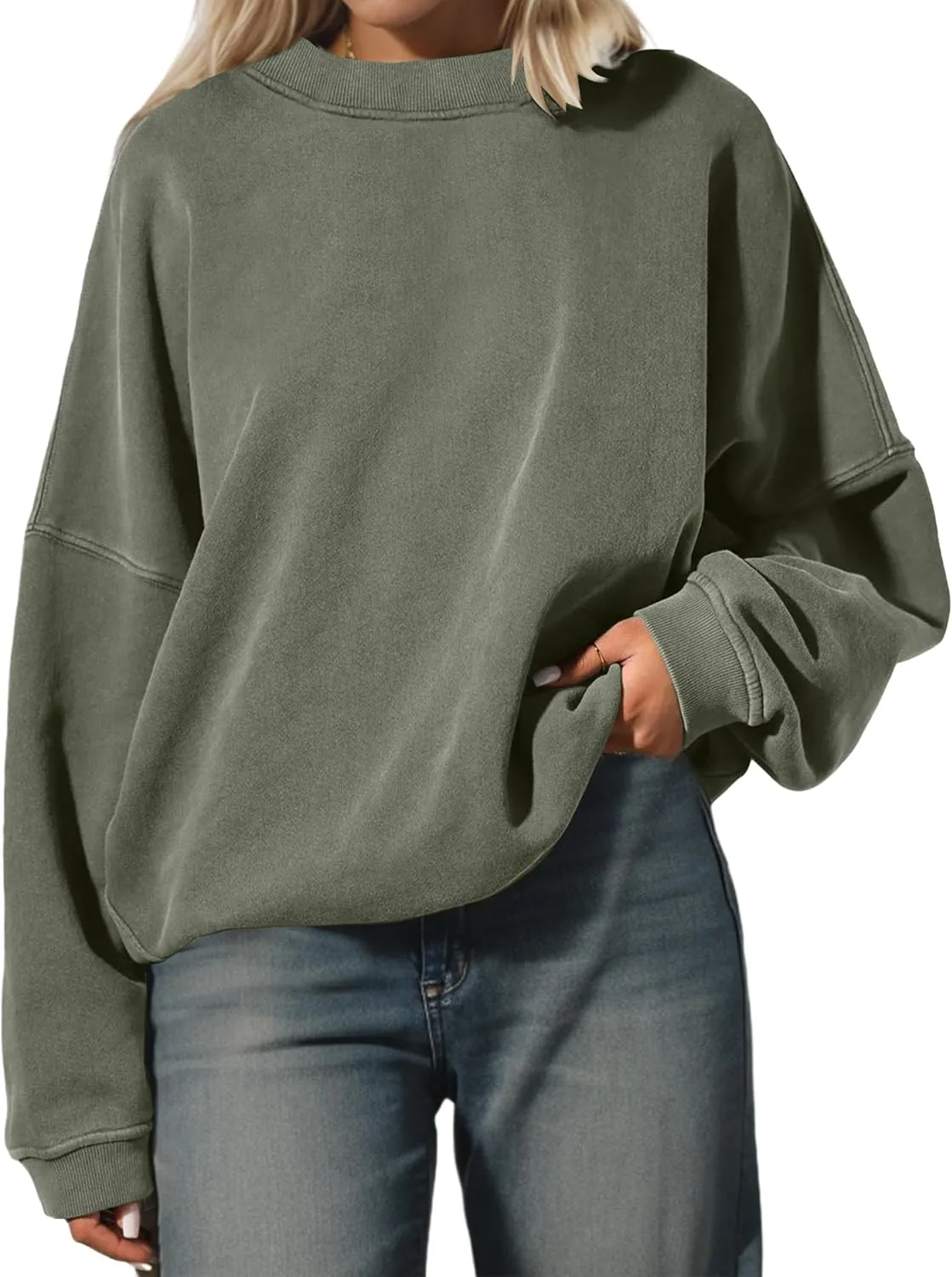 Oversized Sweatshirt Pullover For Women Crew Neck Drop Shoulder Loose Fit Sweater Y2K Shirt 2024 Clothes