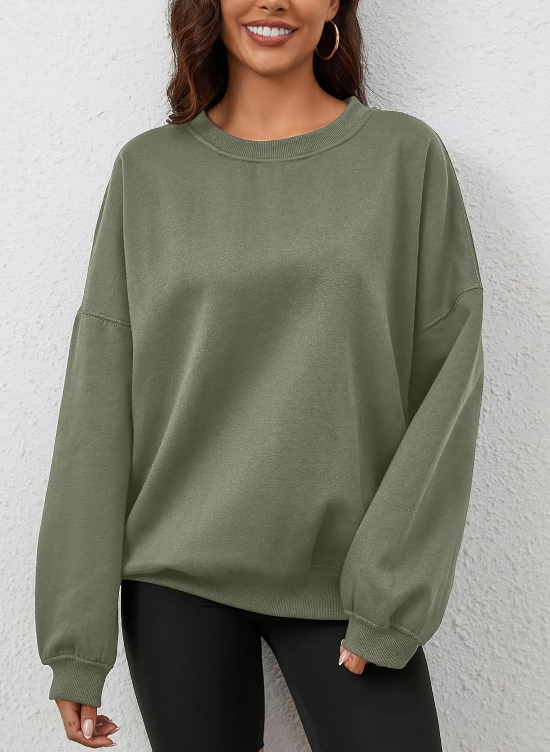 Oversized Sweatshirt Pullover For Women Crew Neck Drop Shoulder Loose Fit Sweater Y2K Shirt 2024 Clothes