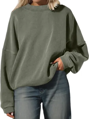 Oversized Sweatshirt Pullover For Women Crew Neck Drop Shoulder Loose Fit Sweater Y2K Shirt 2024 Clothes