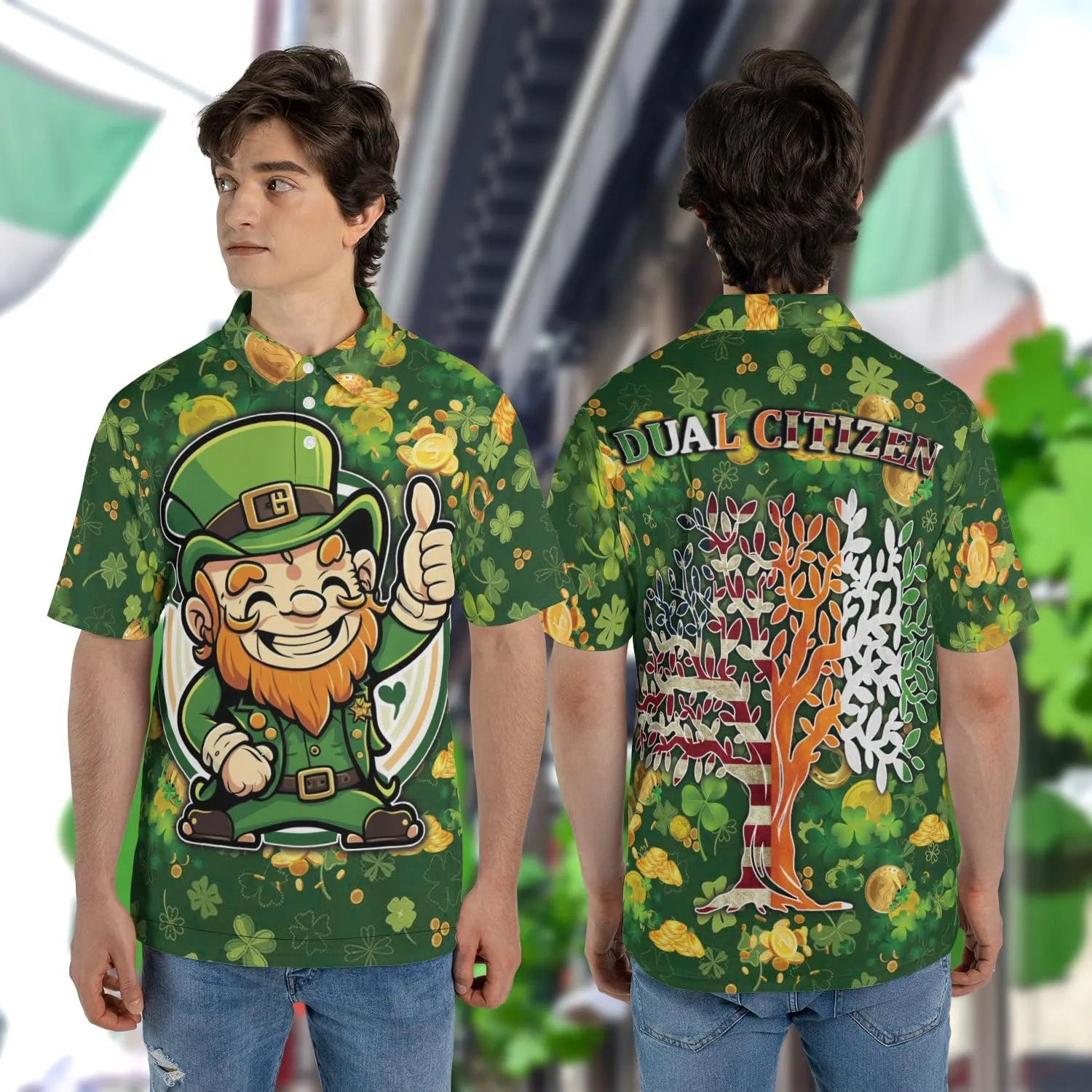 Patrick's Day Polo Shirts for Men - Cute Dog Men's Regular Fit Quick Dry Golf Polo Shirt Series 07