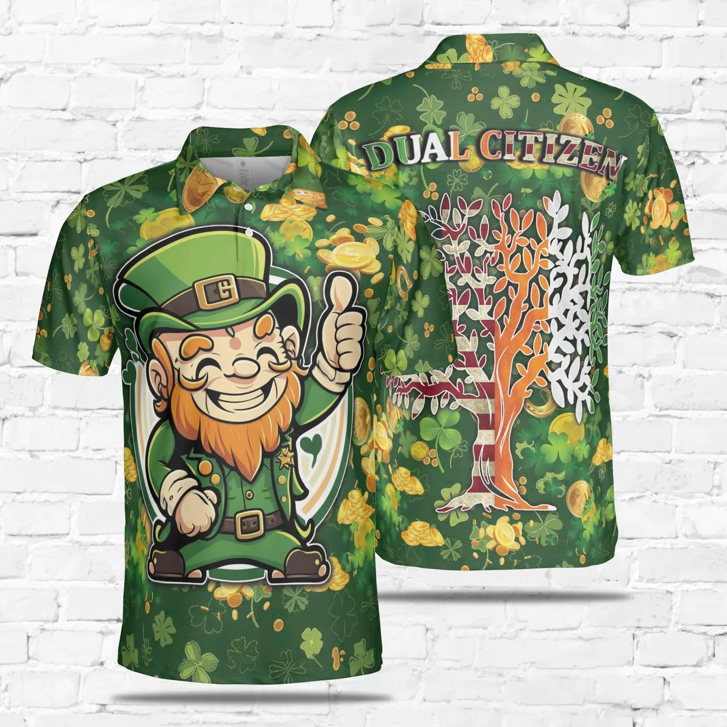 Patrick's Day Polo Shirts for Men - Cute Dog Men's Regular Fit Quick Dry Golf Polo Shirt Series 07