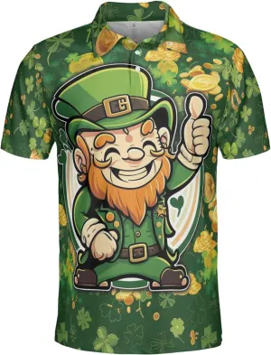 Patrick's Day Polo Shirts for Men - Cute Dog Men's Regular Fit Quick Dry Golf Polo Shirt Series 07