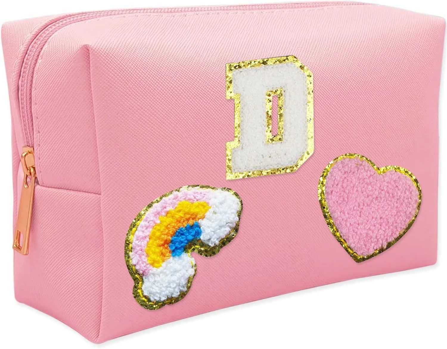 Personalized Inital Preppy Makeup Bag Set with Zipper, Monogram Waterproof Travel Cosmetic Bag for Women, Cute Preppy Patch Toiletry Bag for Traveling Outdoors, Gift Ideal for Christmas Thanksgiving