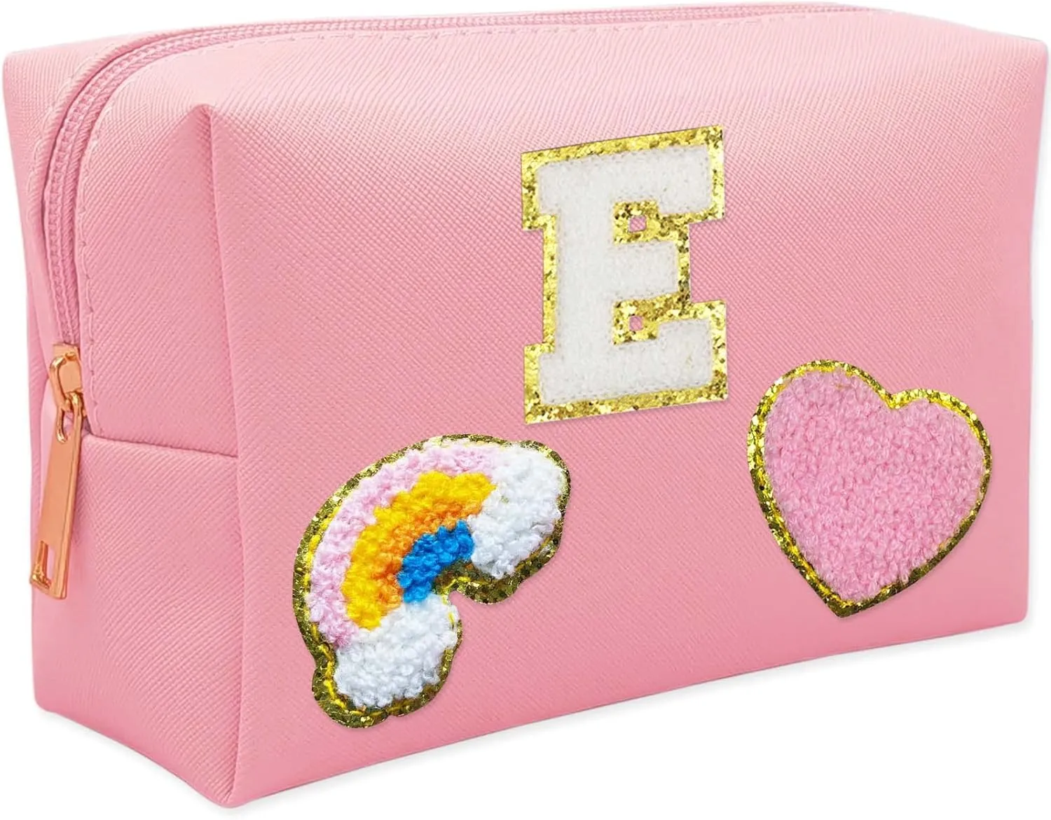 Personalized Inital Preppy Makeup Bag Set with Zipper, Monogram Waterproof Travel Cosmetic Bag for Women, Cute Preppy Patch Toiletry Bag for Traveling Outdoors, Gift Ideal for Christmas Thanksgiving