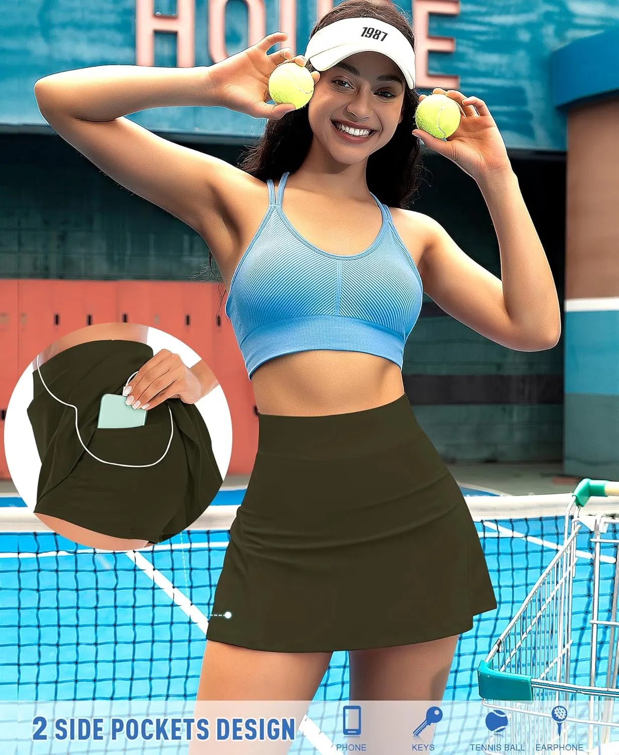 Pleated Tennis Skirts for Women High Waisted Athletic Golf Skorts with Pockets Shorts Running Workout Clothes