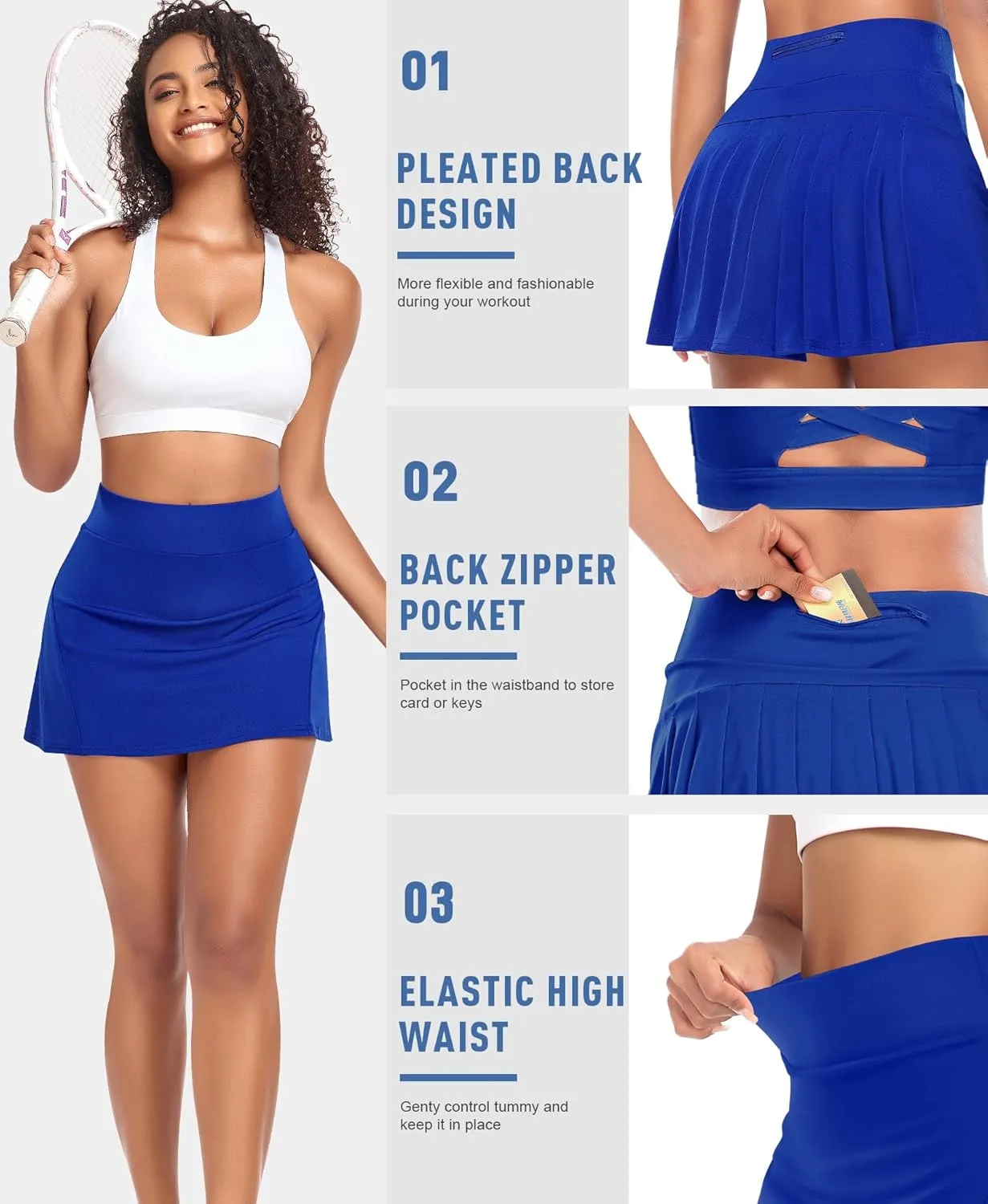 Pleated Tennis Skirts for Women High Waisted Athletic Golf Skorts with Pockets Shorts Running Workout Clothes