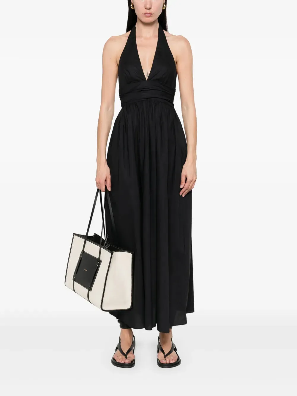 Plunge Halter Dress in Black