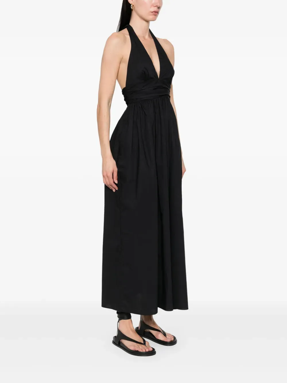 Plunge Halter Dress in Black