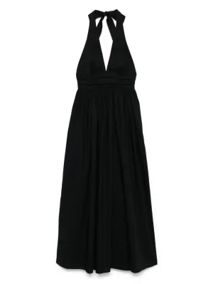 Plunge Halter Dress in Black