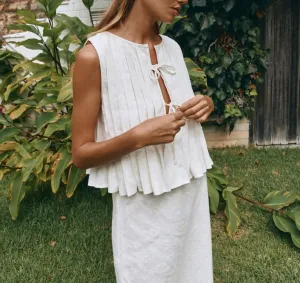 POHADON Womens Y2k Vest Tank Tops Cute Ruffle Cotton Linen Tie Front Shirt Going Out Pleated Summer Cute Lace Up Clothes