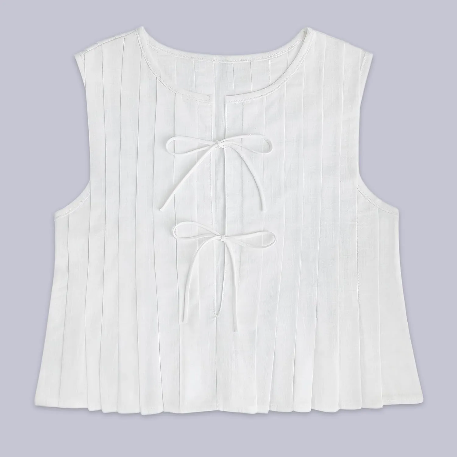 POHADON Womens Y2k Vest Tank Tops Cute Ruffle Cotton Linen Tie Front Shirt Going Out Pleated Summer Cute Lace Up Clothes