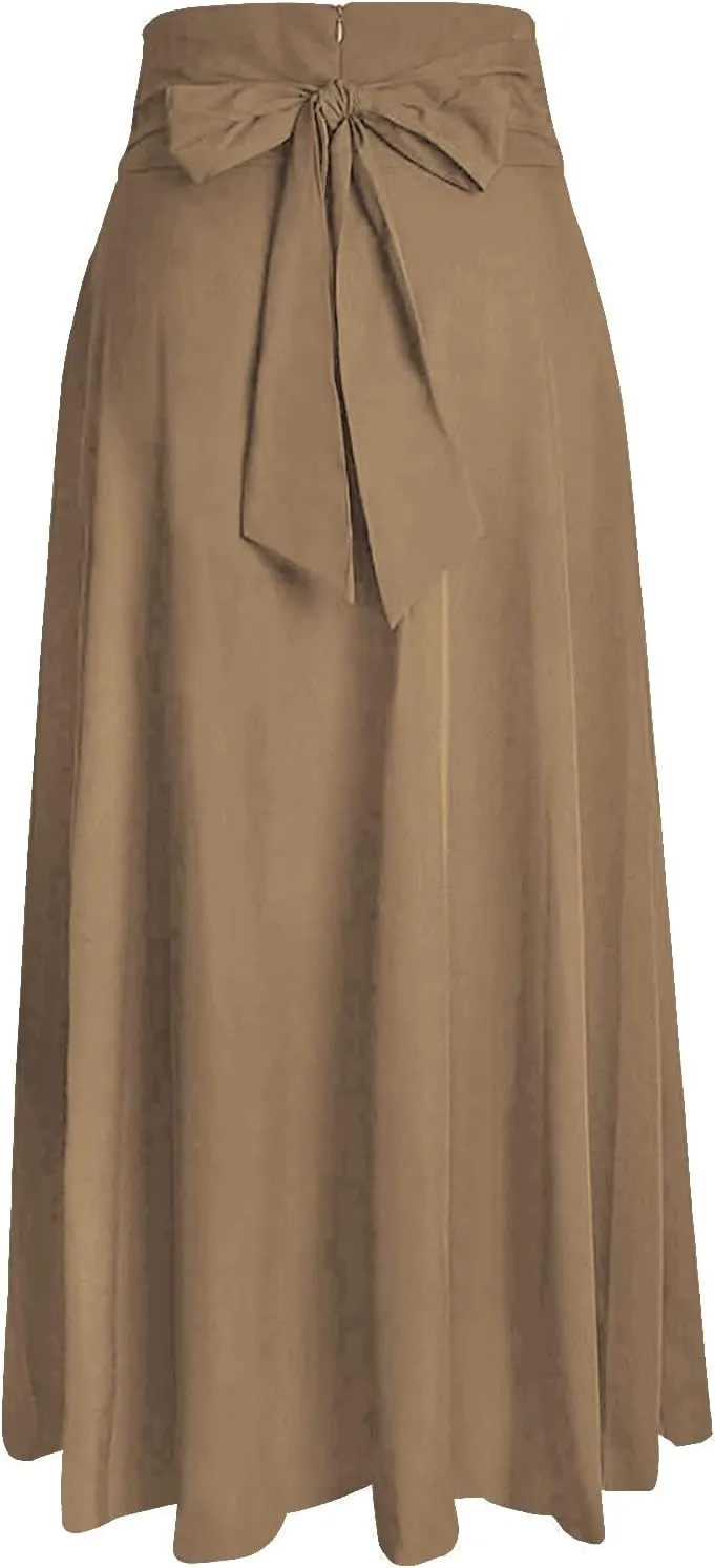RANPHEE Women's Ankle Length High Waist A-line Flowy Long Maxi Skirt with Pockets