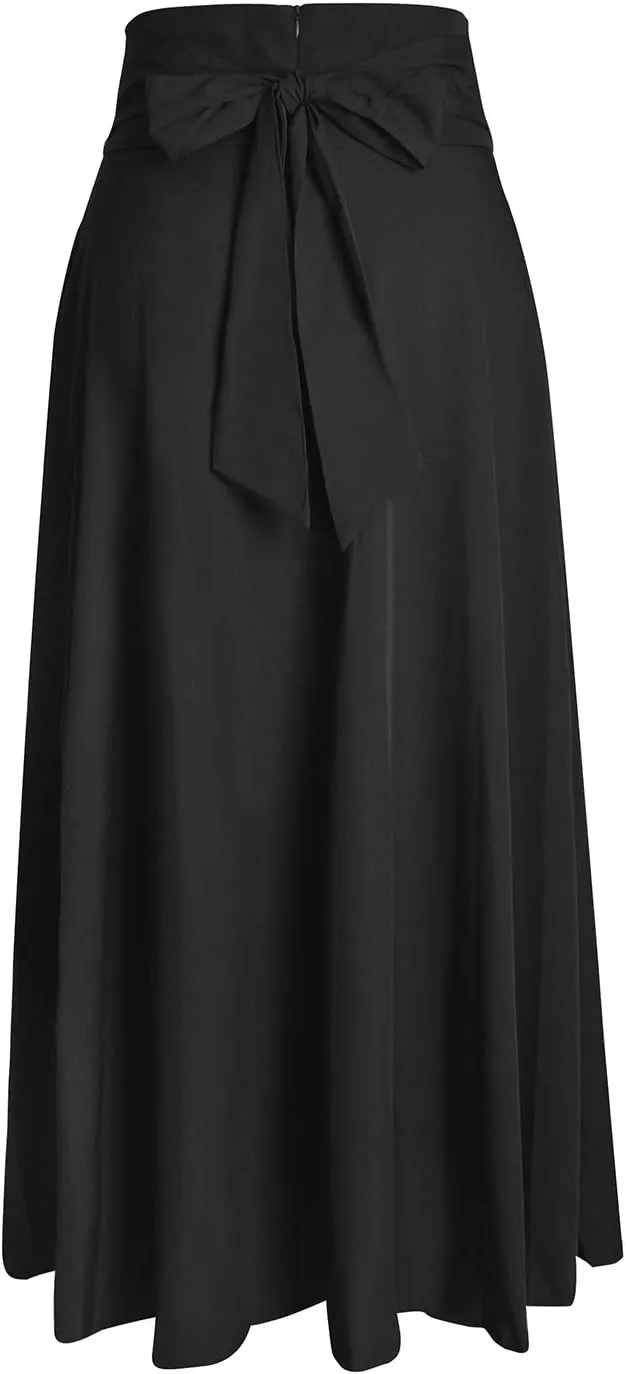 RANPHEE Women's Ankle Length High Waist A-line Flowy Long Maxi Skirt with Pockets