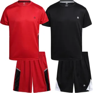 RBX Boys' Active Shorts Set - 4 Piece Lightweight Athletic T-Shirt and Gym Shorts - Clothing Set for Boys (Sizes: 4-12)