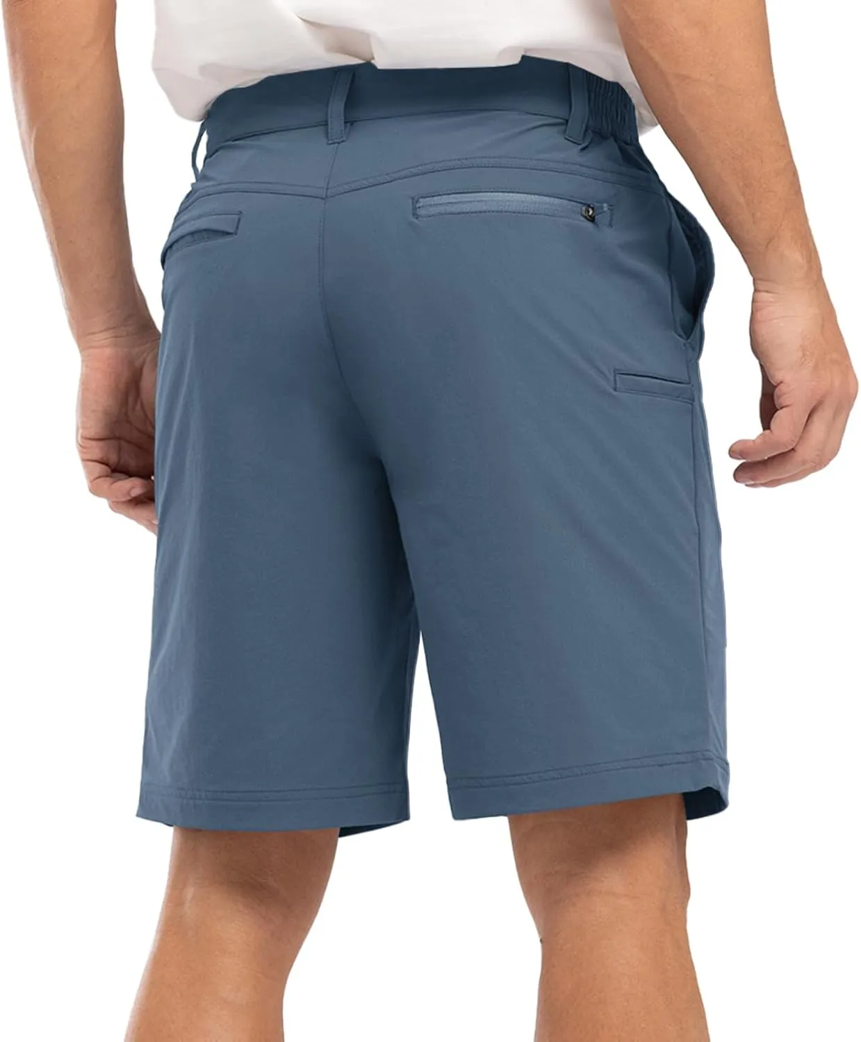 Rdruko Men's Golf Stretch Shorts 9 Inch Inseam Casual Dress Elastic Waist Flat Front Dry Fit Shorts with 5 Pockets