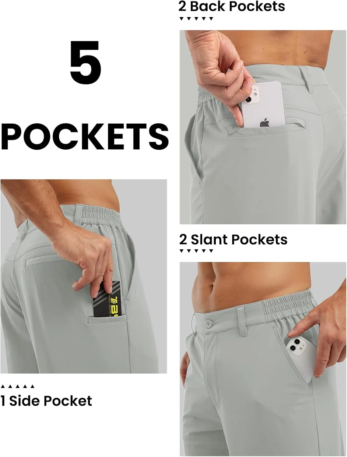 Rdruko Men's Golf Stretch Shorts 9 Inch Inseam Casual Dress Elastic Waist Flat Front Dry Fit Shorts with 5 Pockets