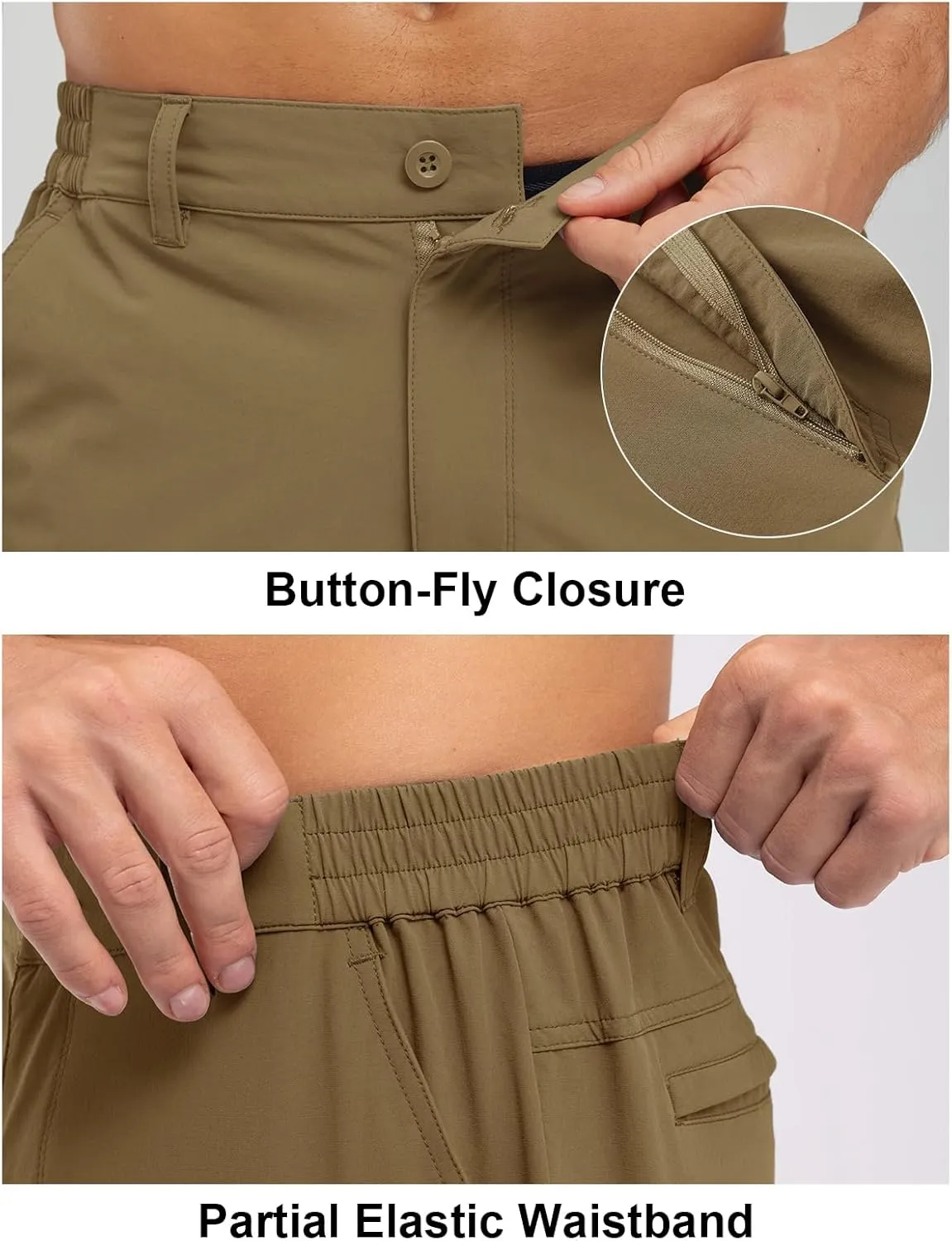 Rdruko Men's Golf Stretch Shorts 9 Inch Inseam Casual Dress Elastic Waist Flat Front Dry Fit Shorts with 5 Pockets