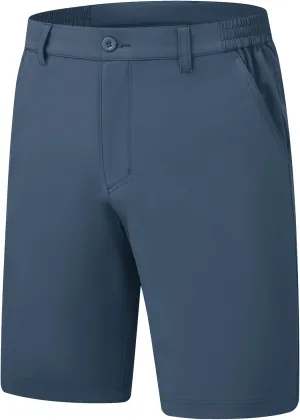 Rdruko Men's Golf Stretch Shorts 9 Inch Inseam Casual Dress Elastic Waist Flat Front Dry Fit Shorts with 5 Pockets
