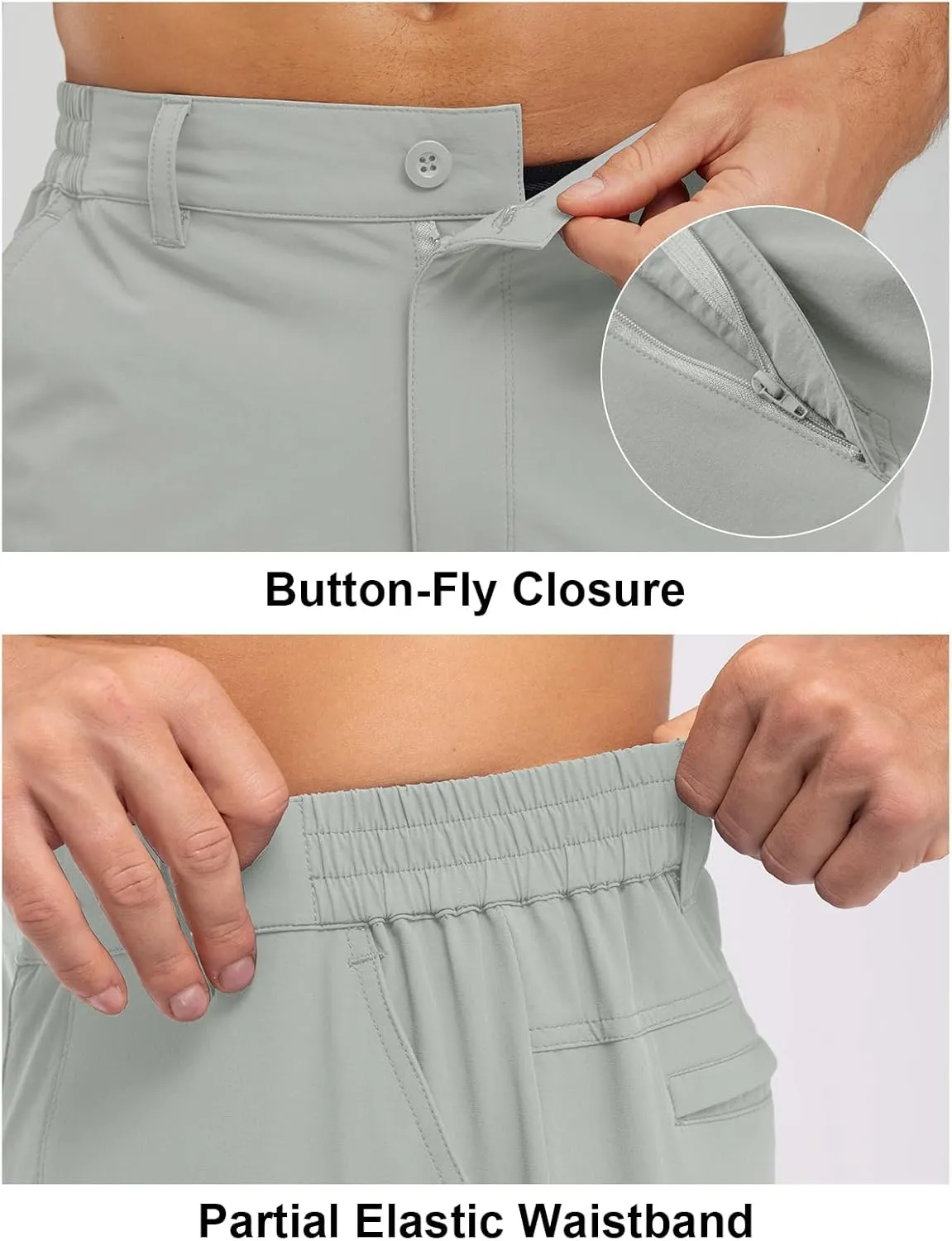 Rdruko Men's Golf Stretch Shorts 9 Inch Inseam Casual Dress Elastic Waist Flat Front Dry Fit Shorts with 5 Pockets