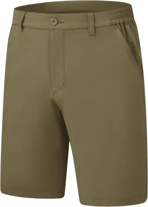Rdruko Men's Golf Stretch Shorts 9 Inch Inseam Casual Dress Elastic Waist Flat Front Dry Fit Shorts with 5 Pockets
