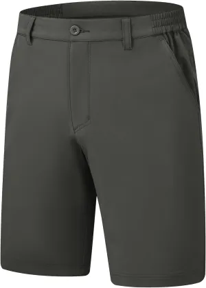 Rdruko Men's Golf Stretch Shorts 9 Inch Inseam Casual Dress Elastic Waist Flat Front Dry Fit Shorts with 5 Pockets