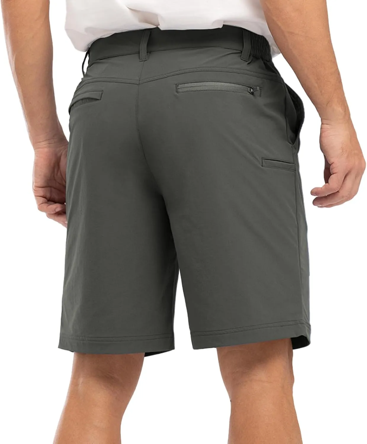 Rdruko Men's Golf Stretch Shorts 9 Inch Inseam Casual Dress Elastic Waist Flat Front Dry Fit Shorts with 5 Pockets