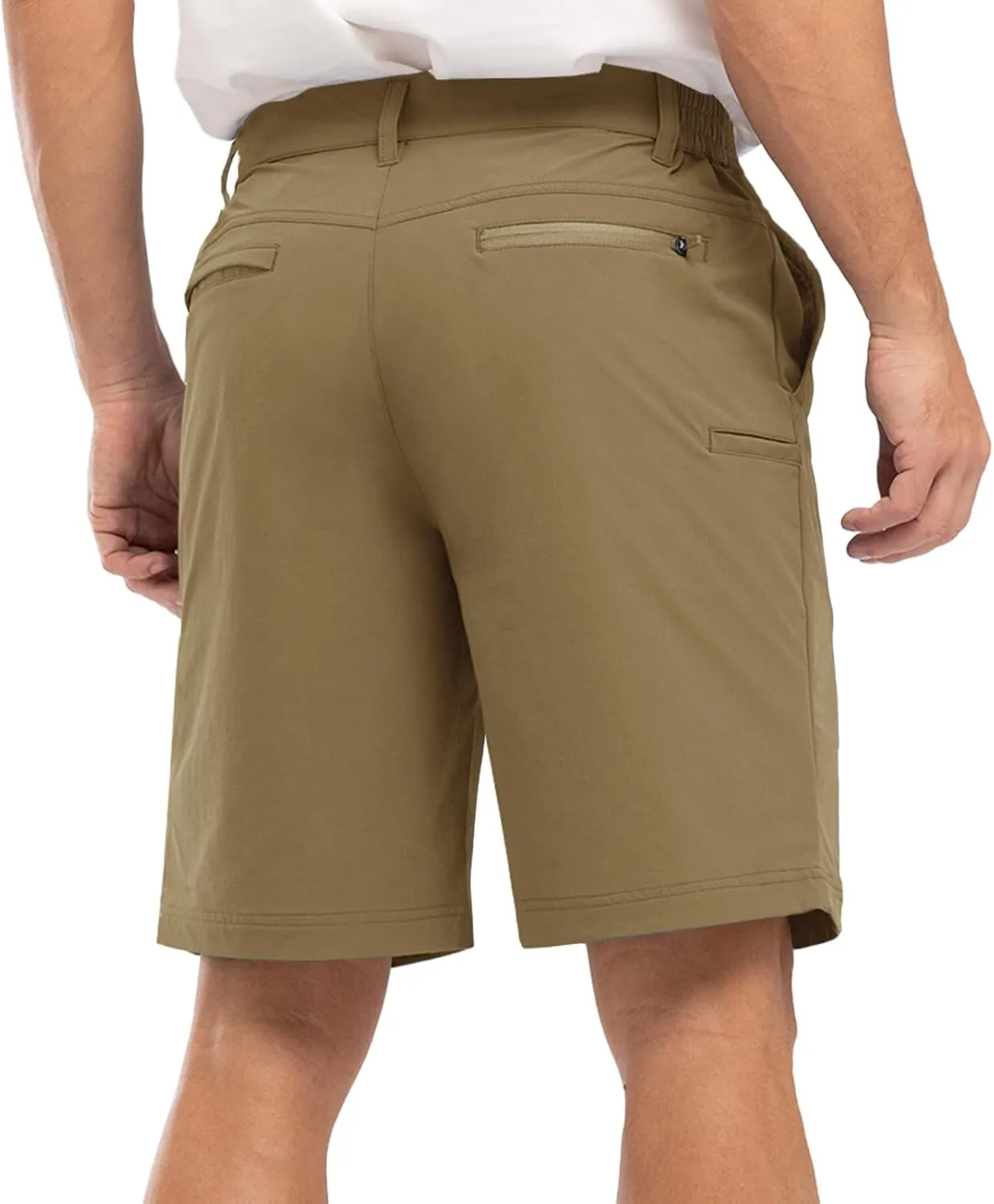 Rdruko Men's Golf Stretch Shorts 9 Inch Inseam Casual Dress Elastic Waist Flat Front Dry Fit Shorts with 5 Pockets