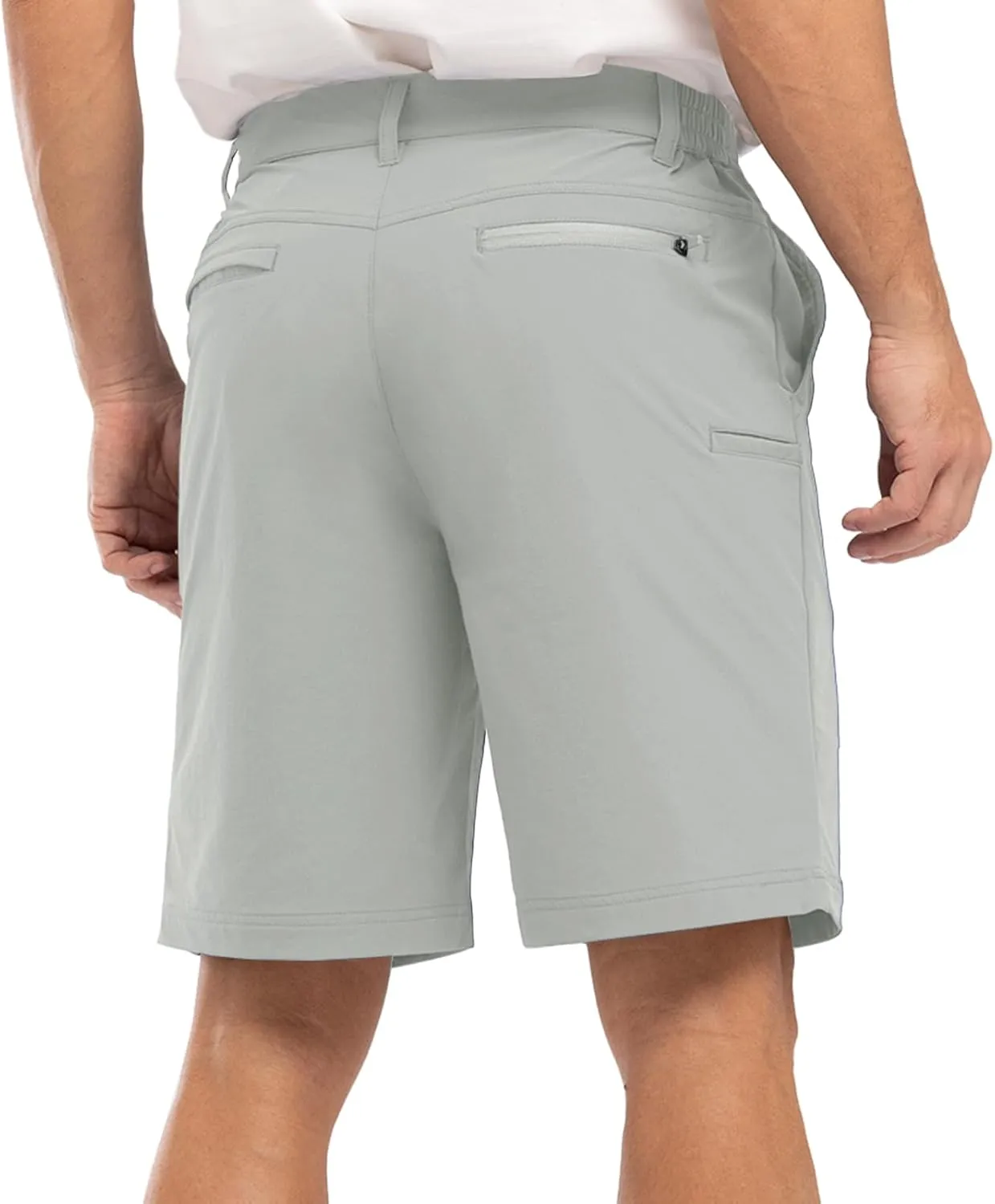Rdruko Men's Golf Stretch Shorts 9 Inch Inseam Casual Dress Elastic Waist Flat Front Dry Fit Shorts with 5 Pockets