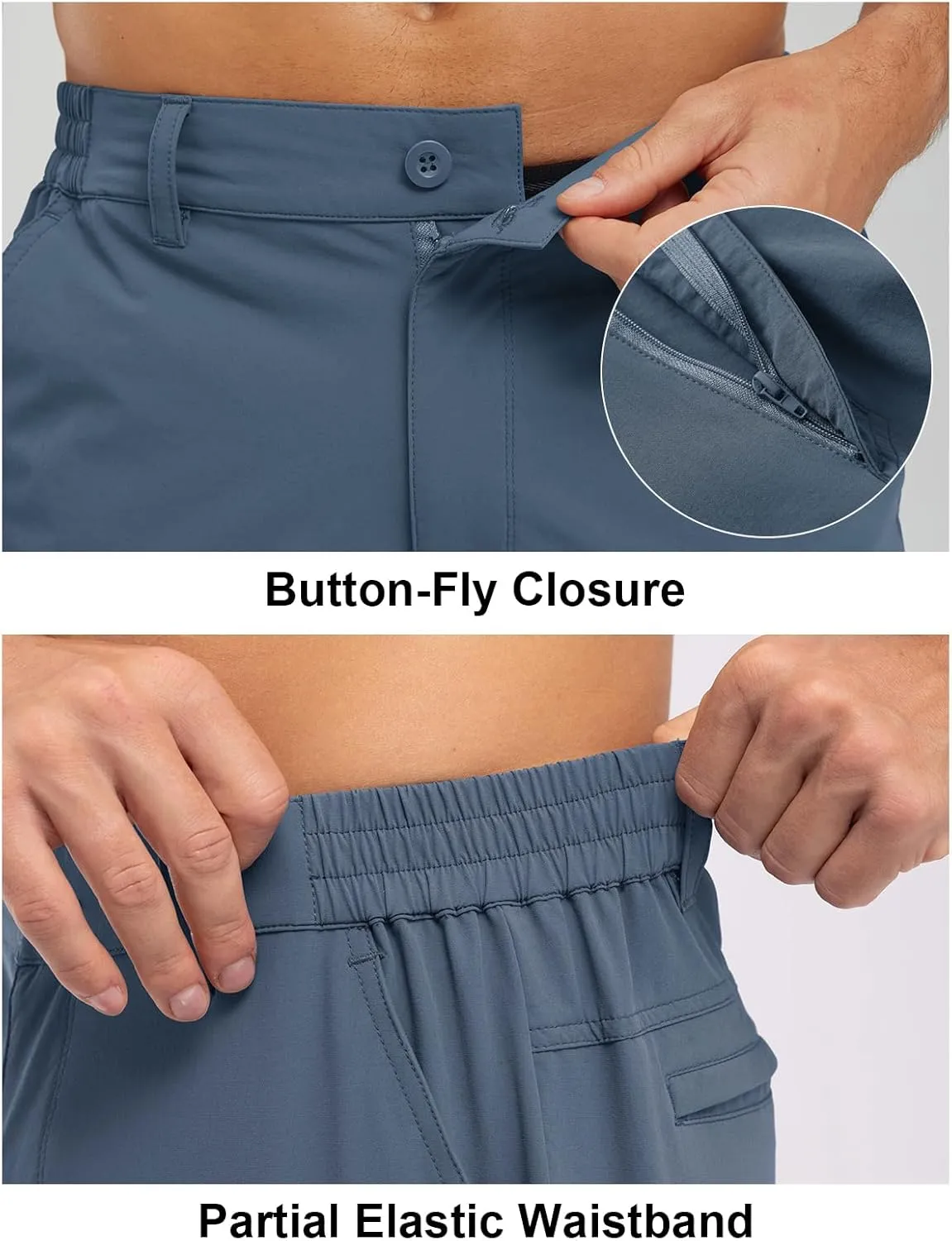 Rdruko Men's Golf Stretch Shorts 9 Inch Inseam Casual Dress Elastic Waist Flat Front Dry Fit Shorts with 5 Pockets