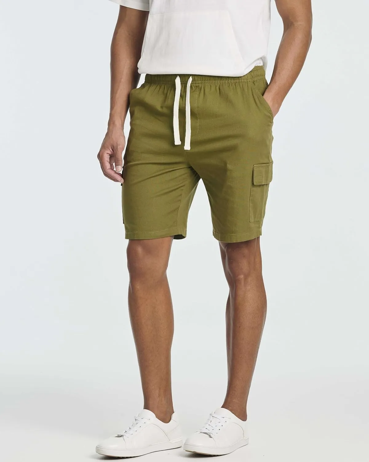 Real Essentials 3 Pack: Men's 9" Elastic Waistband Cargo Short with Drawstring