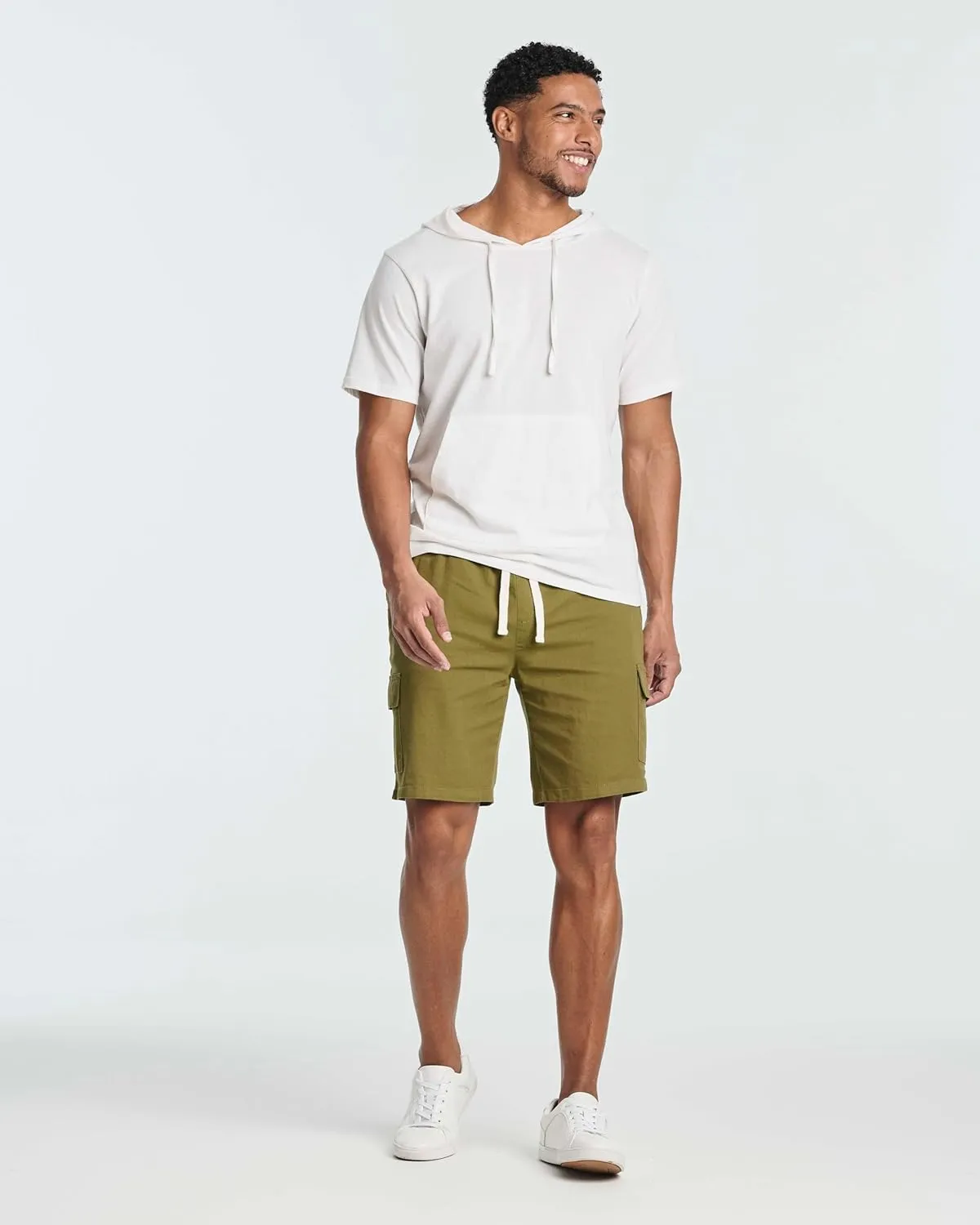 Real Essentials 3 Pack: Men's 9" Elastic Waistband Cargo Short with Drawstring