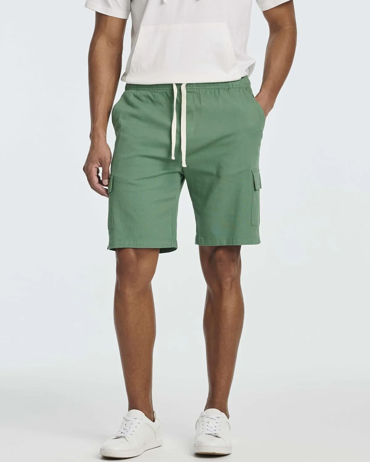 Real Essentials 3 Pack: Men's 9" Elastic Waistband Cargo Short with Drawstring