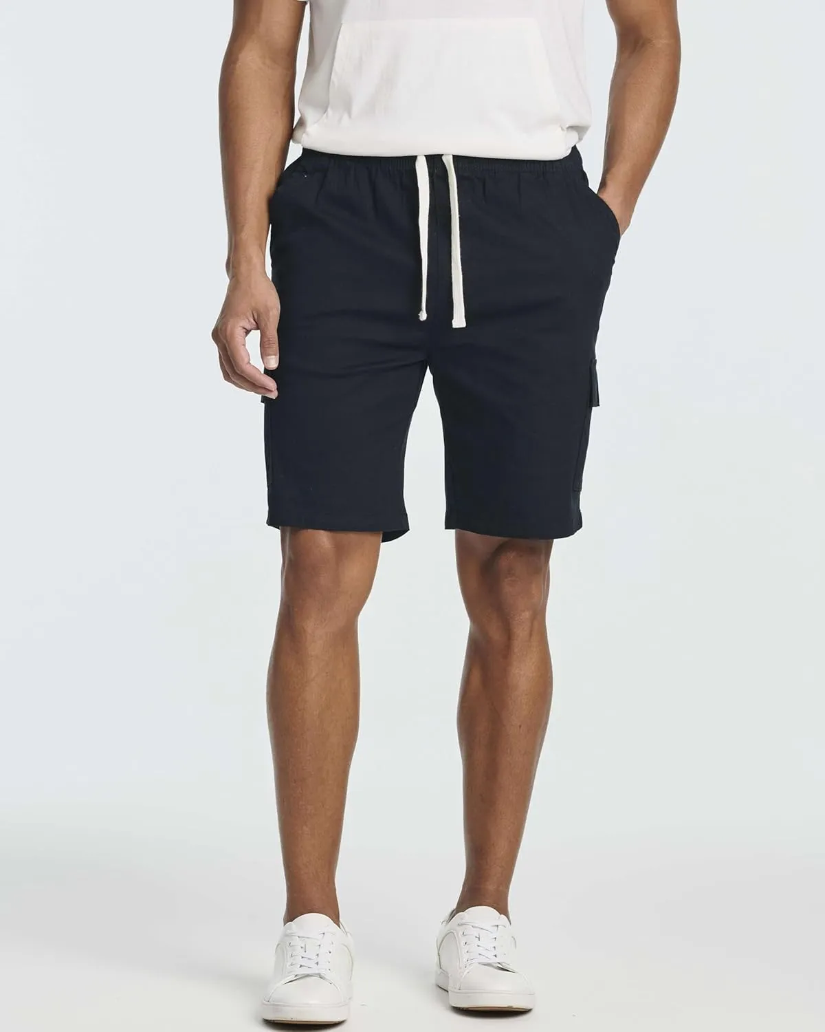 Real Essentials 3 Pack: Men's 9" Elastic Waistband Cargo Short with Drawstring