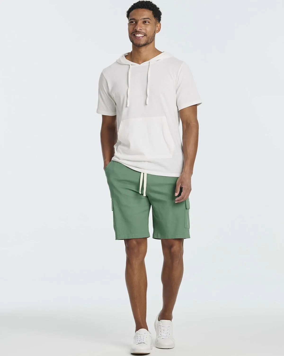 Real Essentials 3 Pack: Men's 9" Elastic Waistband Cargo Short with Drawstring