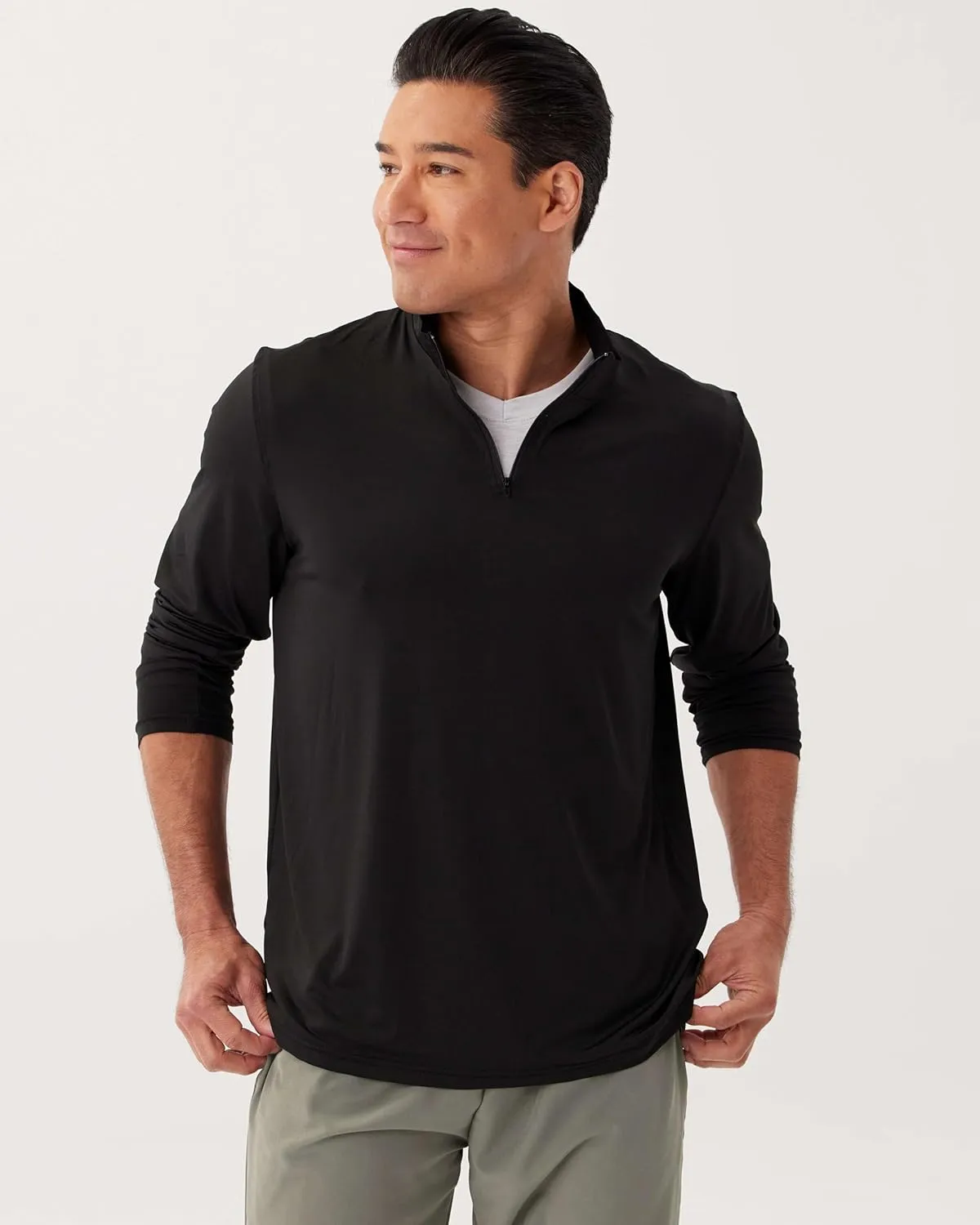 Real Essentials 3 Pack: Men's Dry-Fit Active Quarter Zip Long Sleeve Athletic Performance Pullover (Available in Big & Tall)
