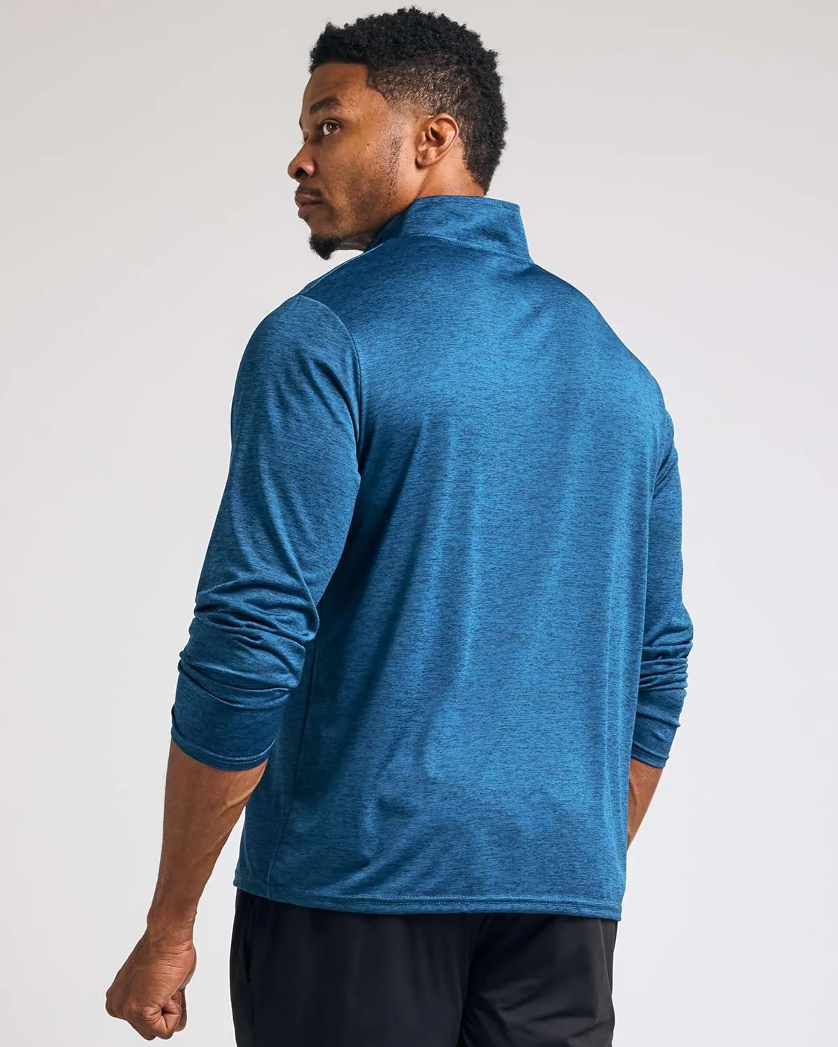Real Essentials 3 Pack: Men's Dry-Fit Active Quarter Zip Long Sleeve Athletic Performance Pullover (Available in Big & Tall)