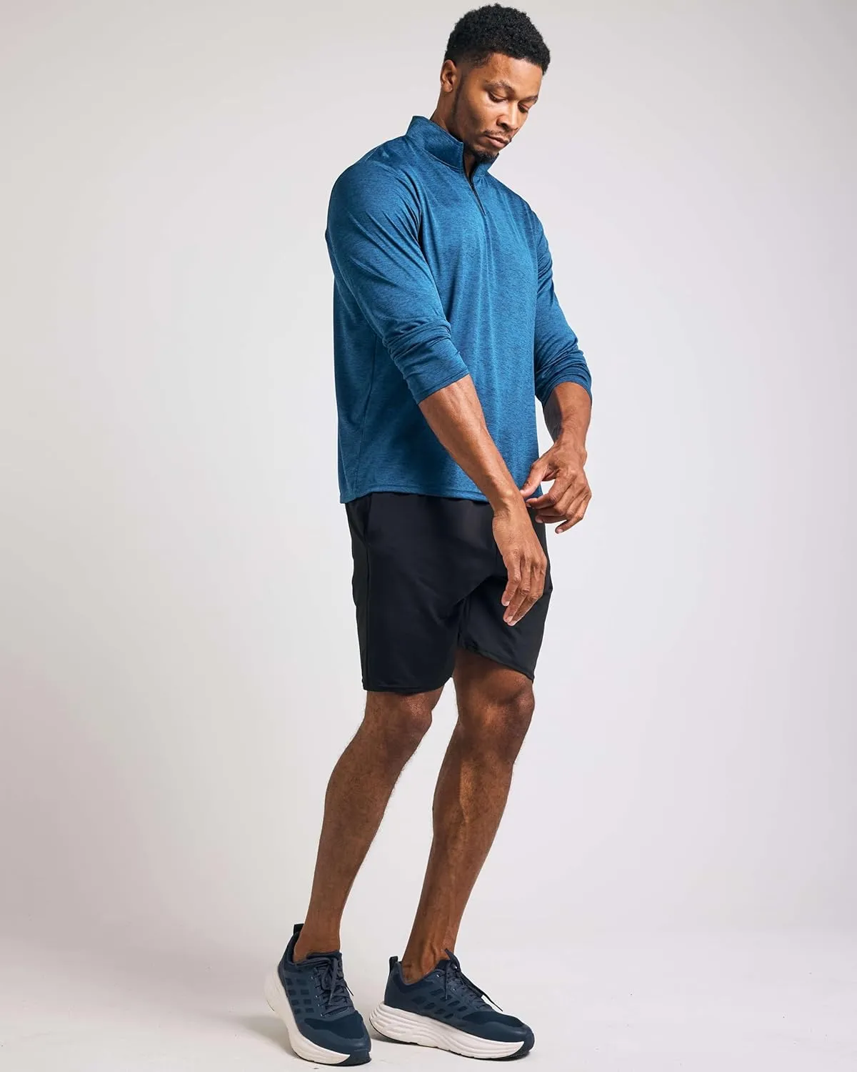 Real Essentials 3 Pack: Men's Dry-Fit Active Quarter Zip Long Sleeve Athletic Performance Pullover (Available in Big & Tall)