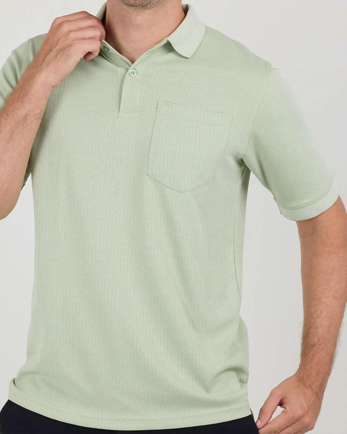 Real Essentials 3 Pack: Men's Regular-Fit Ribbed Polo Shirt with Pocket (Available in Big & Tall)
