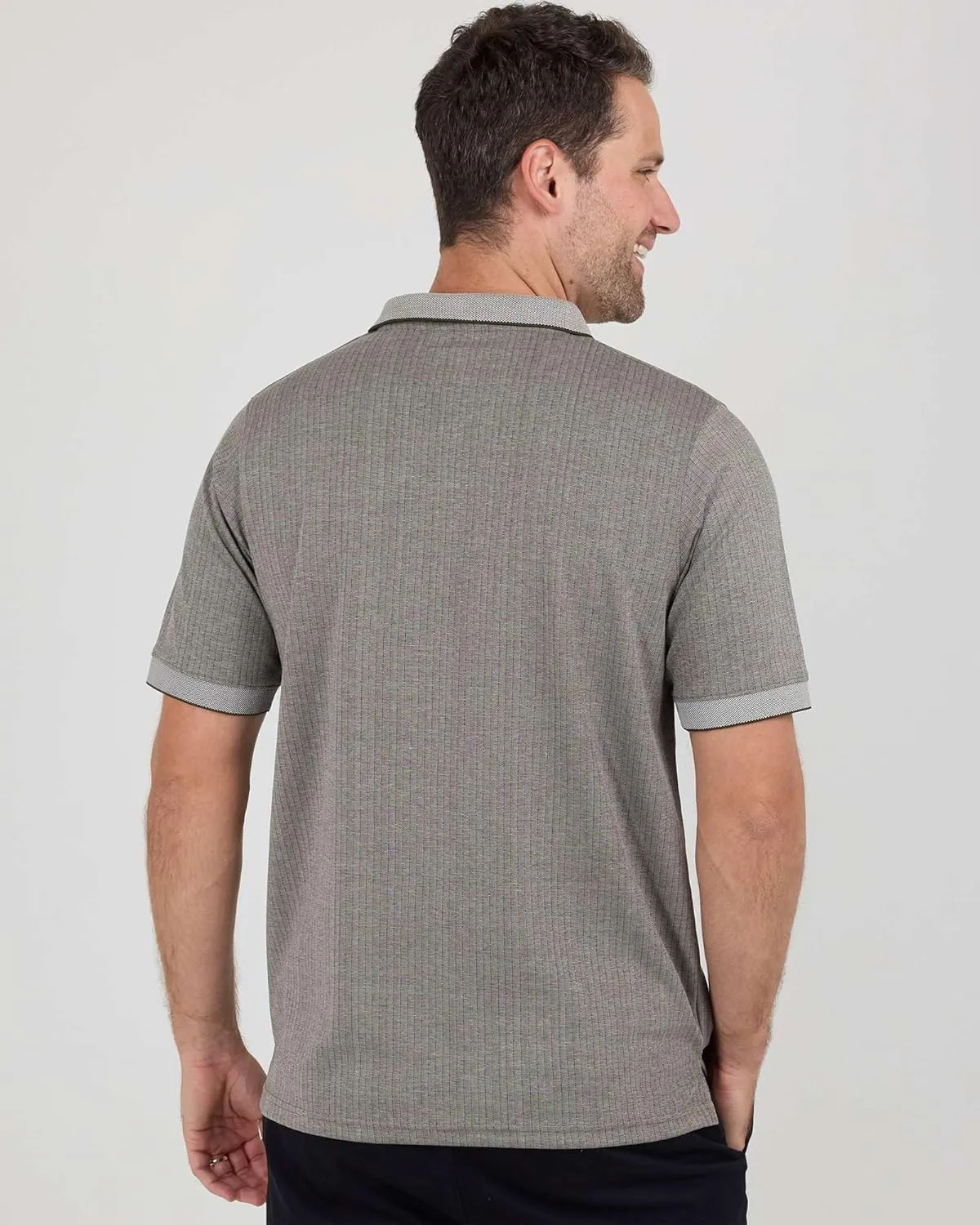 Real Essentials 3 Pack: Men's Regular-Fit Ribbed Polo Shirt with Pocket (Available in Big & Tall)