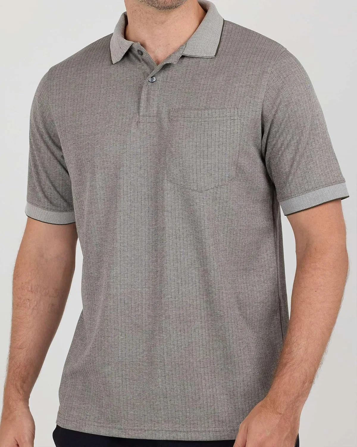 Real Essentials 3 Pack: Men's Regular-Fit Ribbed Polo Shirt with Pocket (Available in Big & Tall)