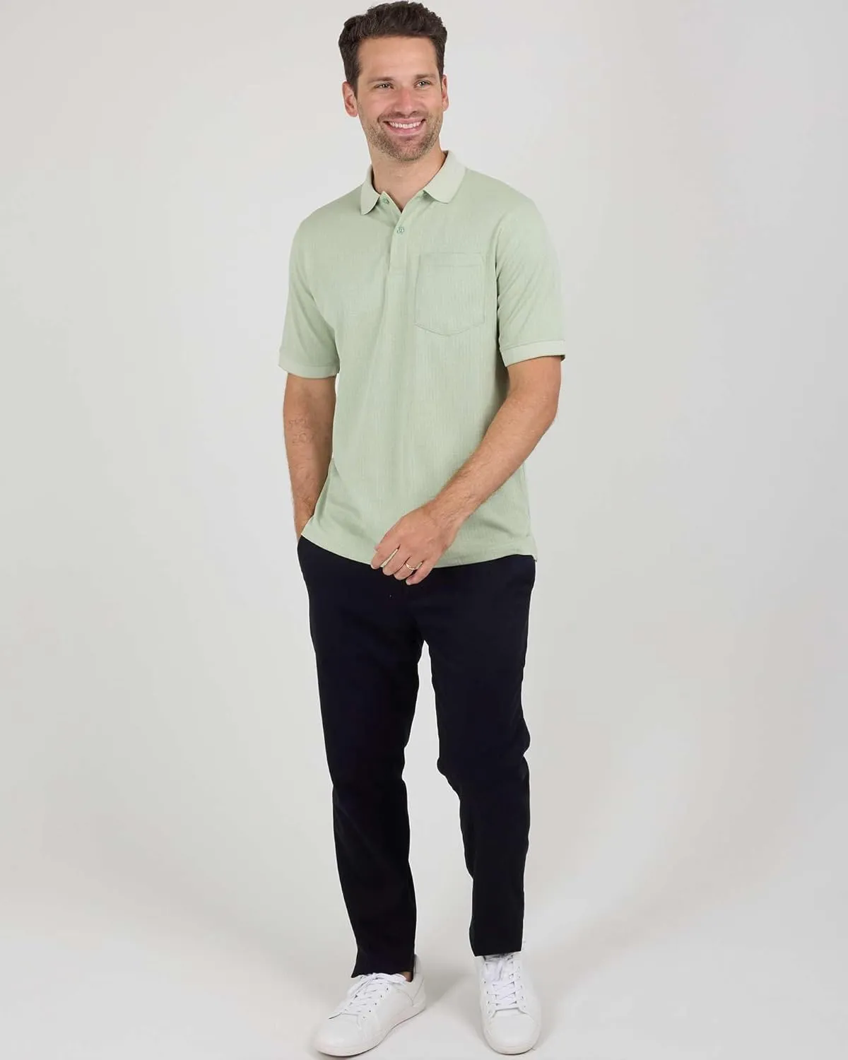 Real Essentials 3 Pack: Men's Regular-Fit Ribbed Polo Shirt with Pocket (Available in Big & Tall)