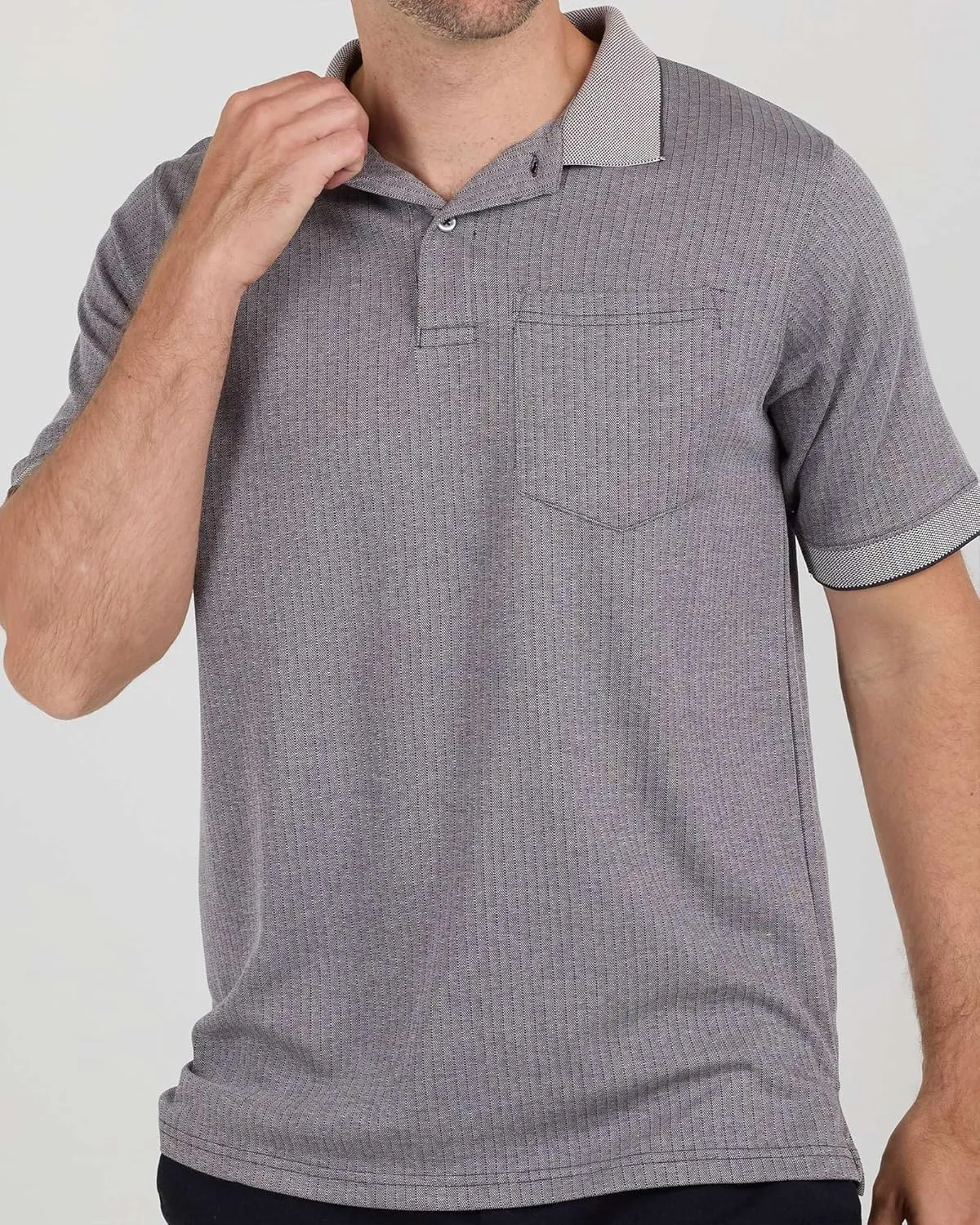Real Essentials 3 Pack: Men's Regular-Fit Ribbed Polo Shirt with Pocket (Available in Big & Tall)