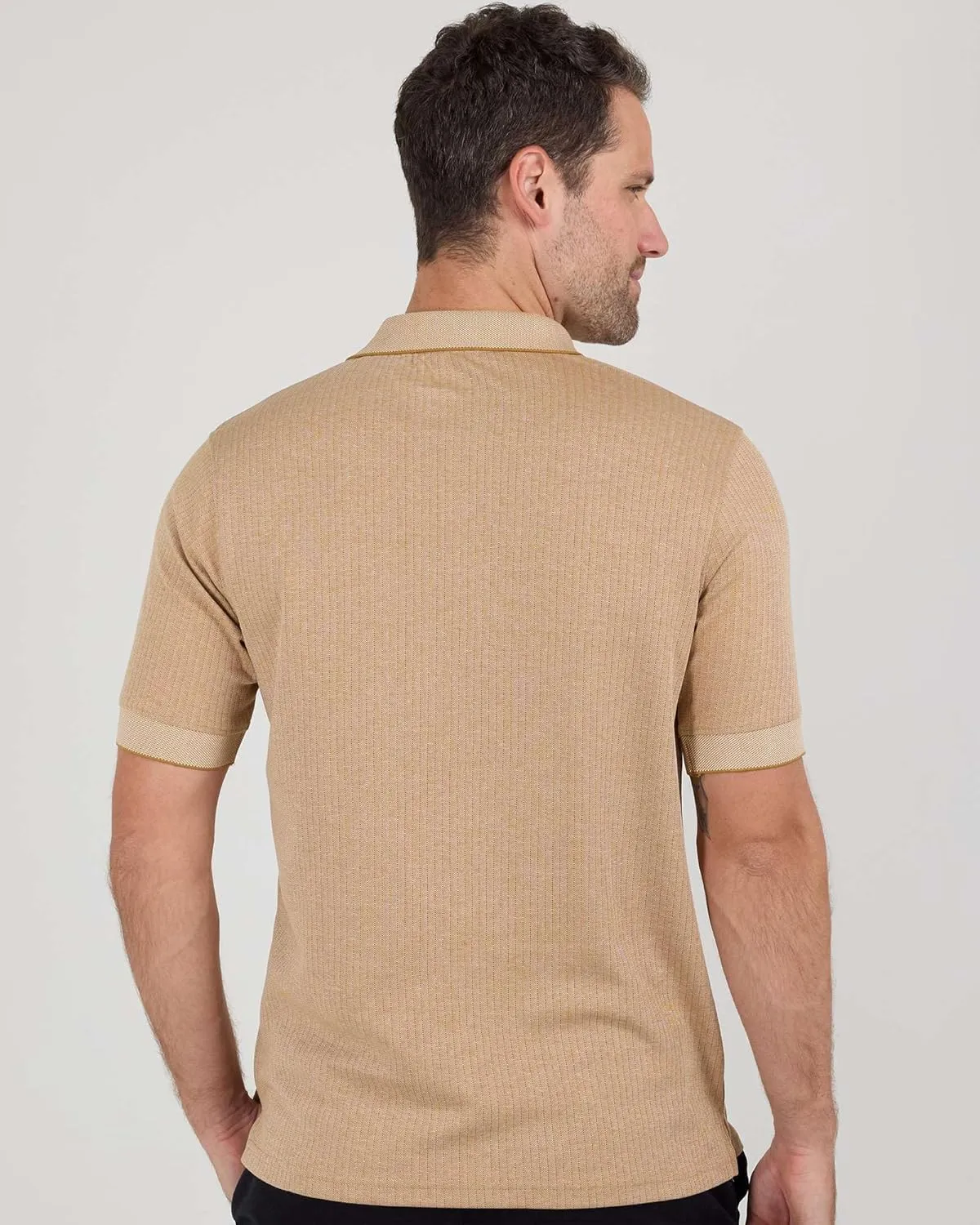 Real Essentials 3 Pack: Men's Regular-Fit Ribbed Polo Shirt with Pocket (Available in Big & Tall)